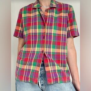 Baggu Madras Inspired Vintage Madras Short Sleeve - Size 6